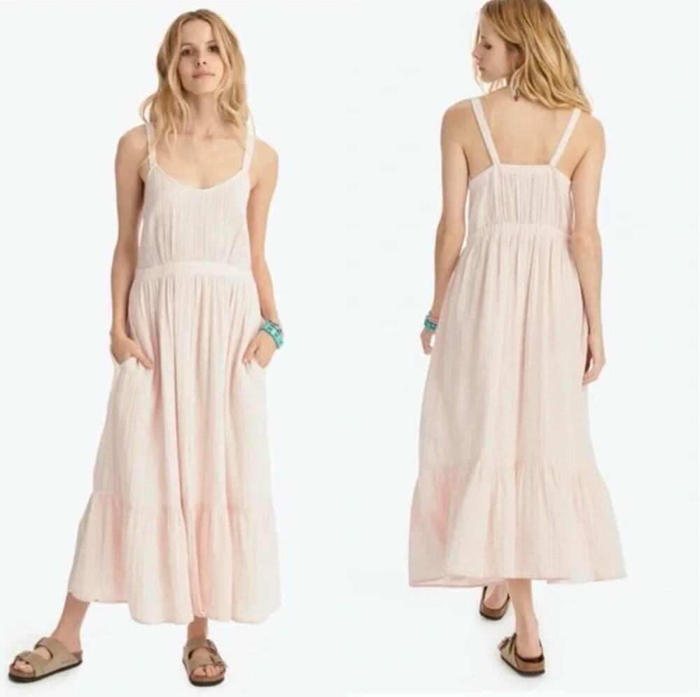 XIRENA Oaklyn Pink Double Gauze Midi Sundress ruffle hem Rose Quartz Extra Small